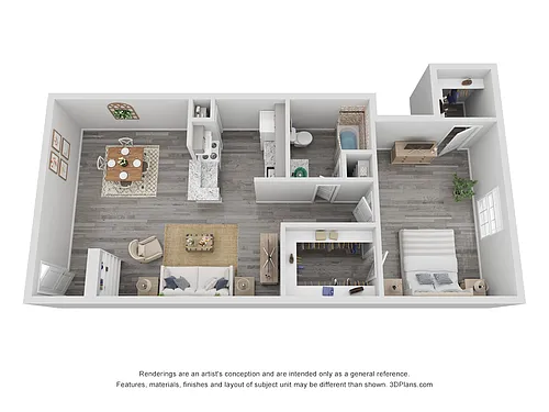 Floor plan 1X1C Renovated 697 sq ft