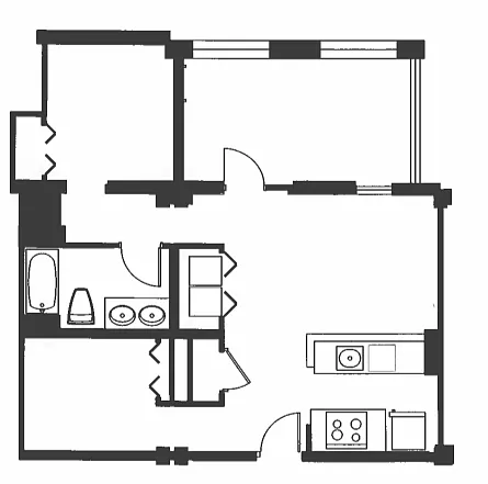 Floor plan 2 Bed 1 Bath - B1H