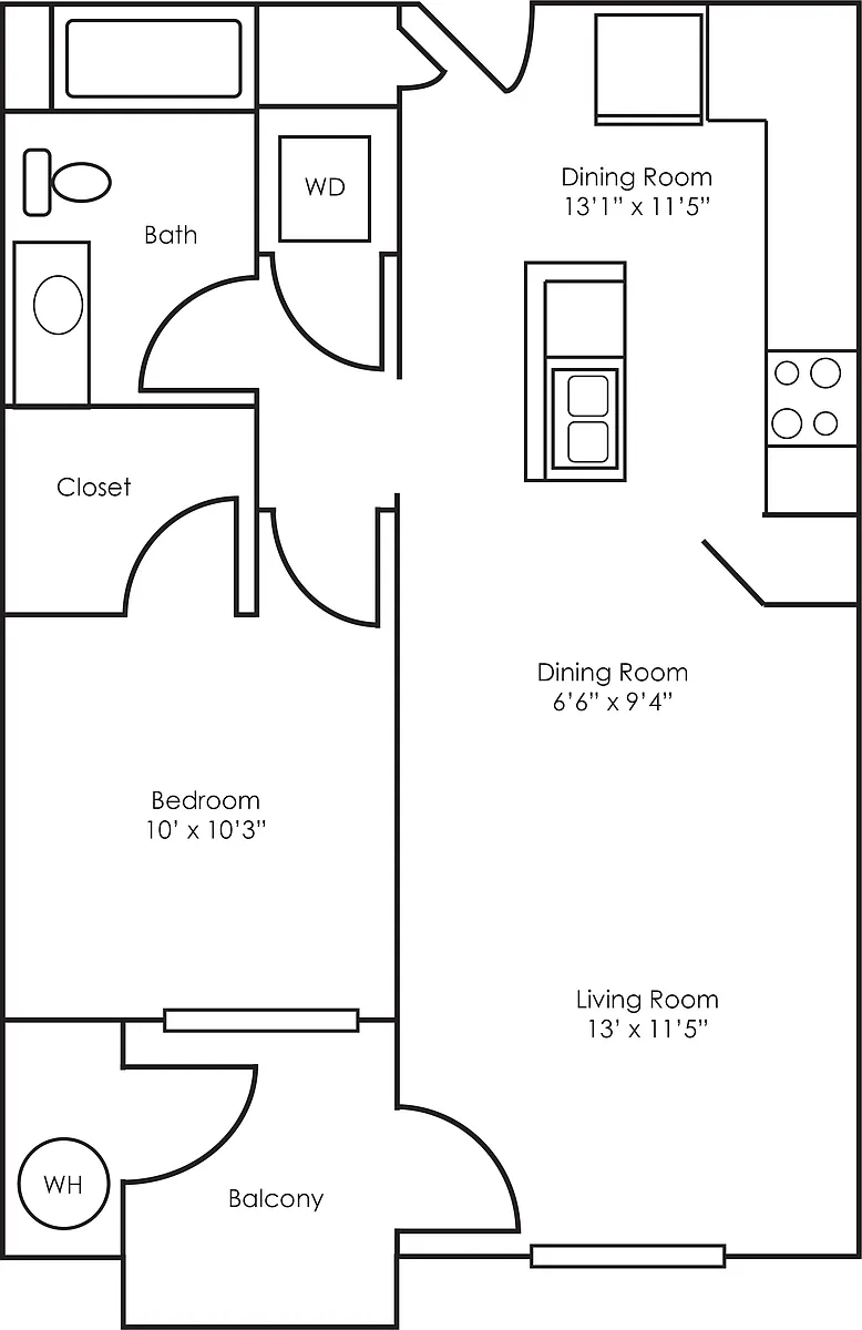 Floor plan 1x1 - 661 sqft - A3
