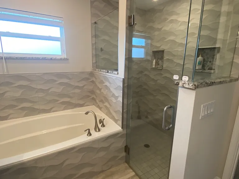 Primary bathroom - large step-in-glass shower