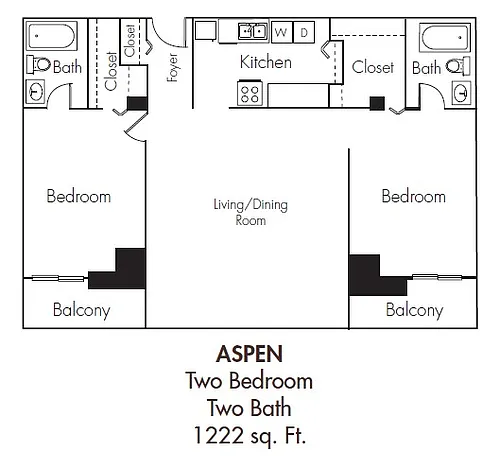 Floor plan 2 Bedroom - Aspen
