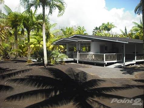 View of the home among the exotic palms