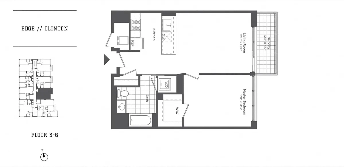 Floor plan 1 Bed/1 Bath-A5 Clinton