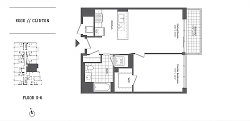Floor plan 1 Bed/1 Bath-A5 Clinton