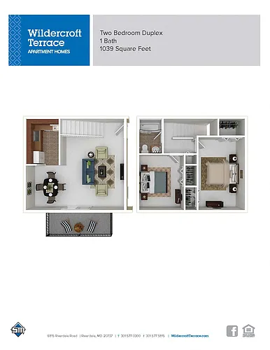 Floor plan 2Bedroom 1BA Duplex