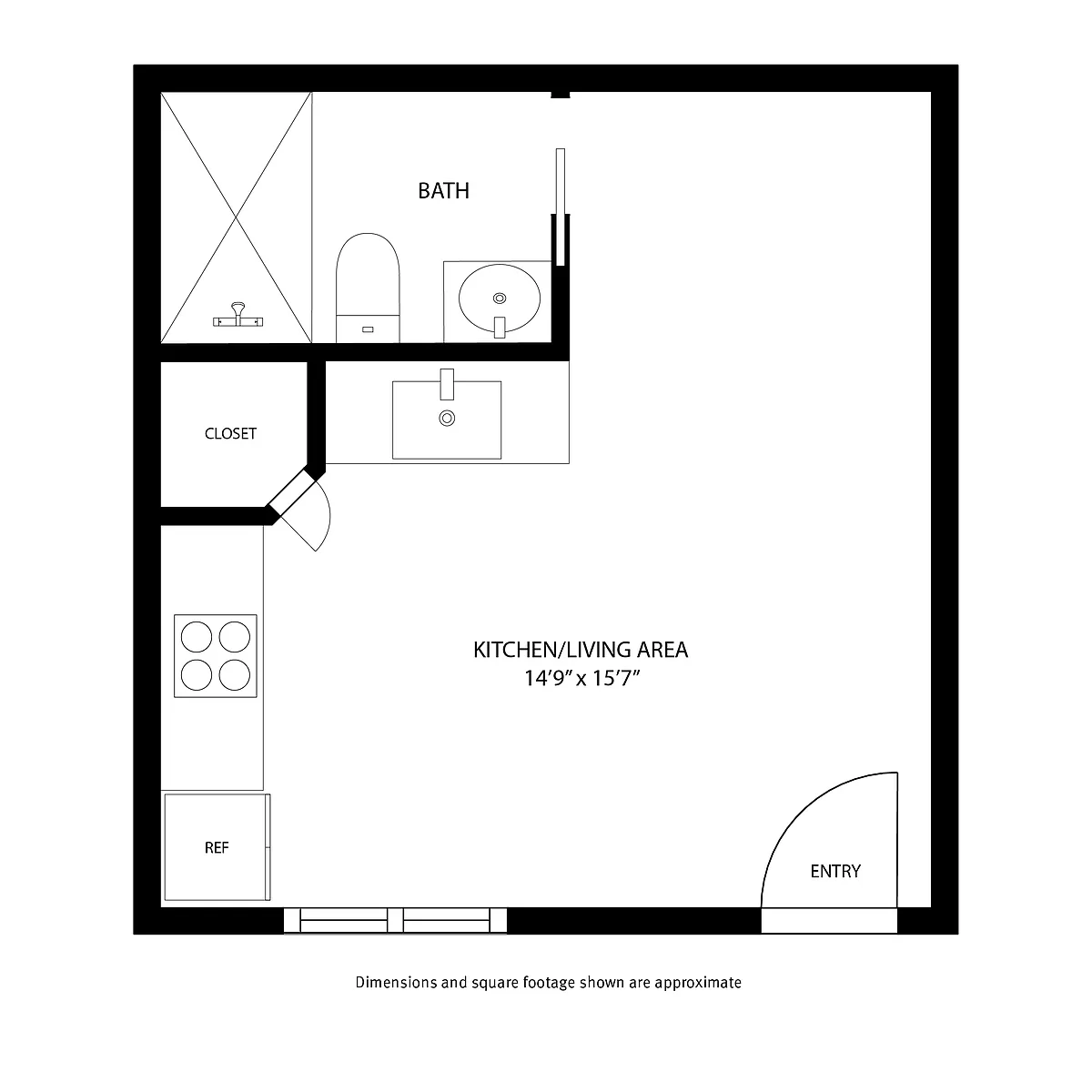 Floor plan Studio / 1 Bath