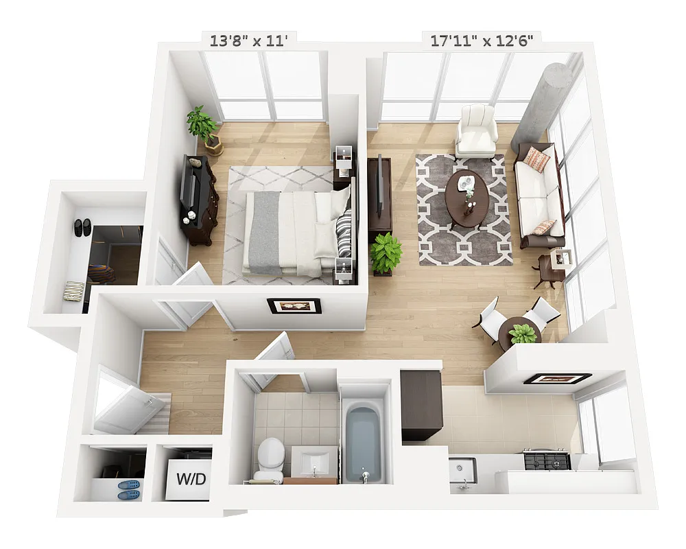 Floor plan One Bedroom (A1D-805)