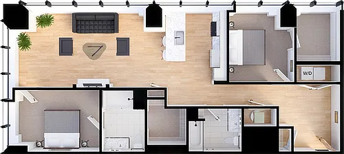 Floor plan Suite Style C2 - 2 Bedrooms 2 Baths