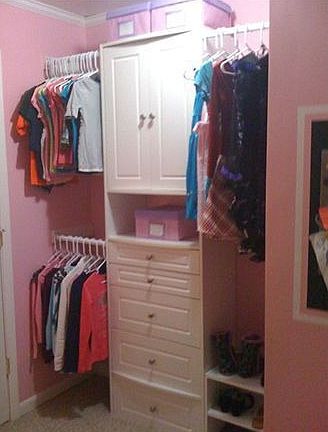 Built-in closet organizer in bedrooms