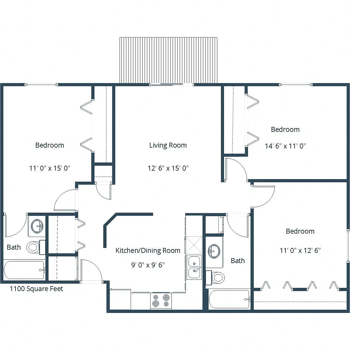 Floor plan Three Bedroom 32A