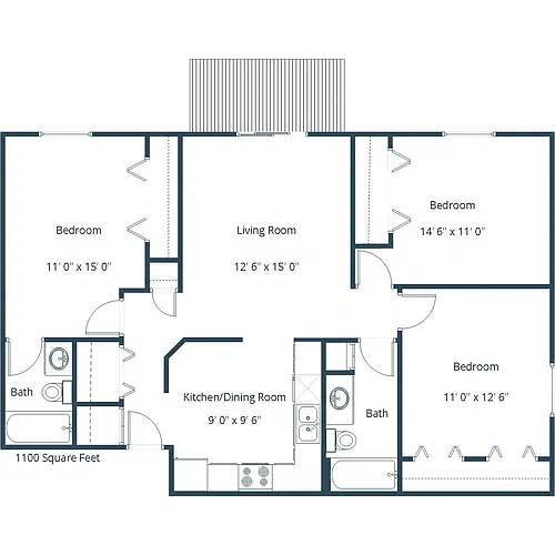 Floor plan Three Bedroom 32A