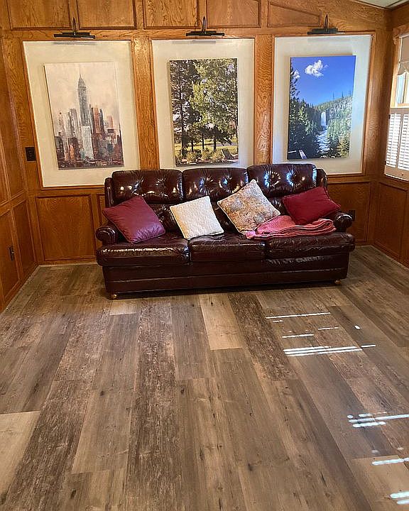 Family Room with Wood Stove