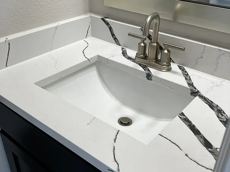stunning vanity in 1st level bathroom