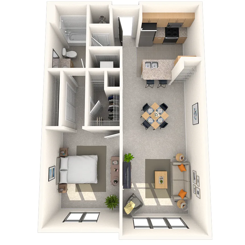 Floor plan Traditional 1x1 771-854 SF