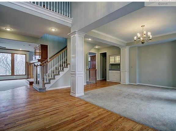 View from Endtryway toward Family Room and Kitchen.