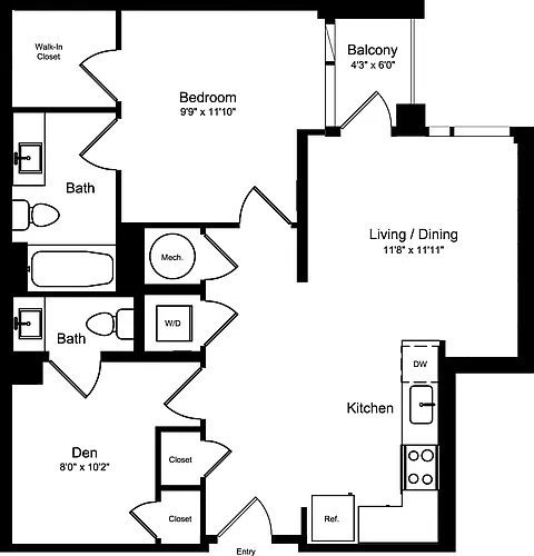 Floor plan D1A1- Balcony