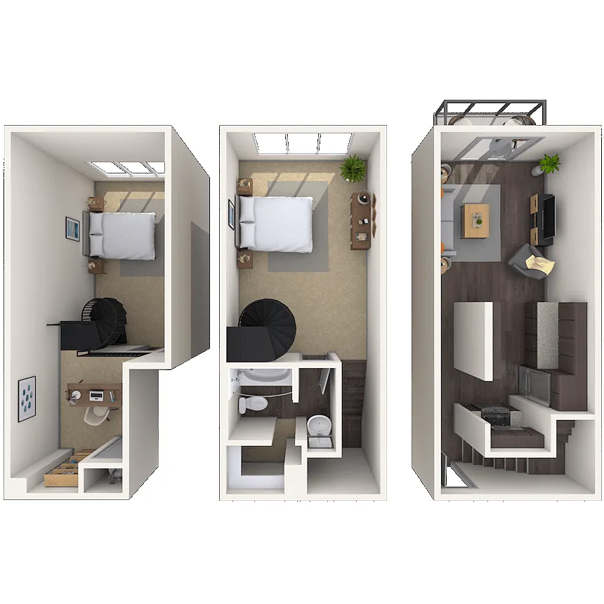 Floor plan Dual Level 0x1 778 SF