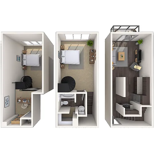 Floor plan Dual Level 0x1 778 SF
