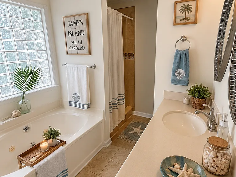 Master bathroom (shower and toilet in back of the picture)