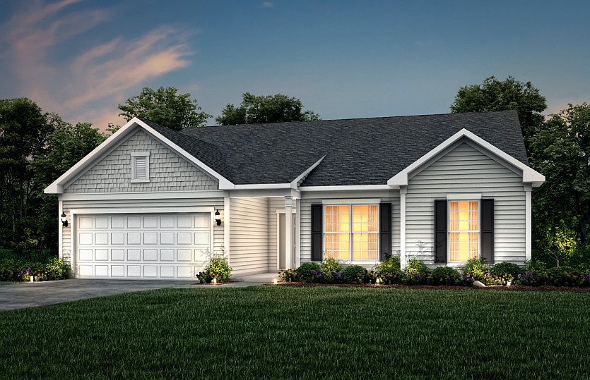 Amberwood Exterior 2 features Hardie Board siding, Shakes, covered front door and 2 car garage