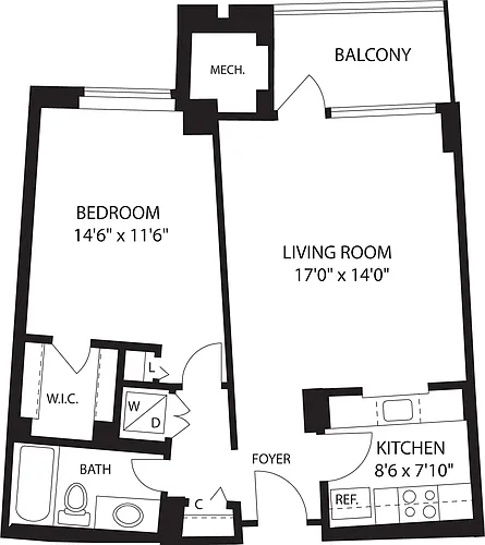 Floor plan 1 Bedroom B