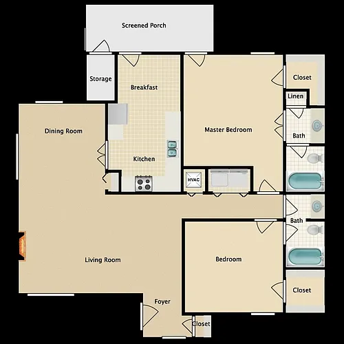 Floor plan 2 bed 2 bath