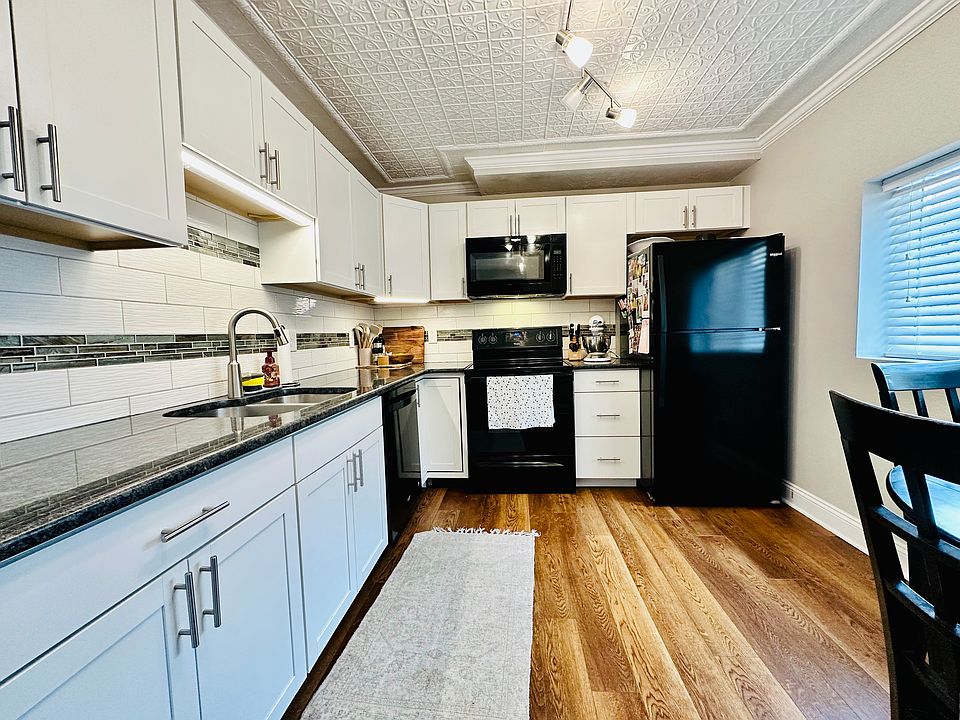 Kitchen with original tin ceiling