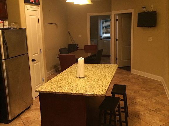 View from living room into kitchen