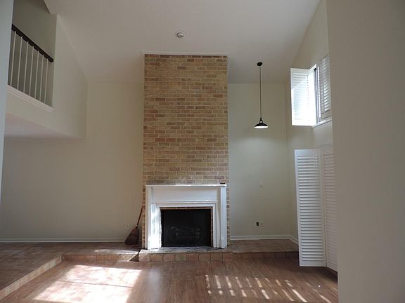 Striking fireplace in family room