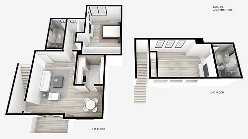 Floor plan Two Bed ~ Two Bath Townhouse