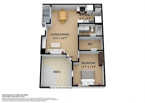 Floor plan 1 Bedroom 1 Bathroom (Cottage)