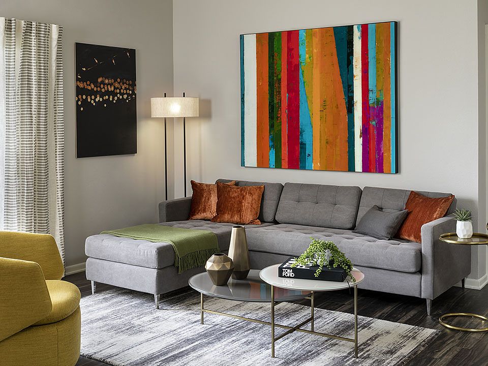 Apartment Living Room with Wood floors.