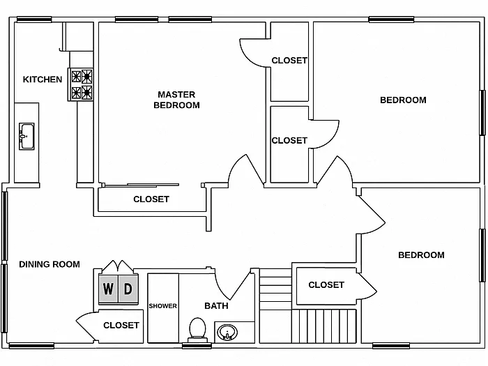 Floor plan 3 Bed / 1 Bath: Type A
