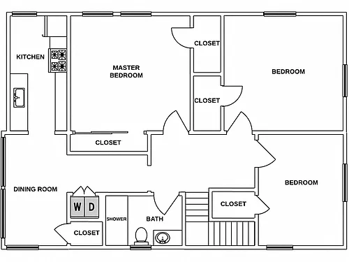 Floor plan 3 Bed / 1 Bath: Type A