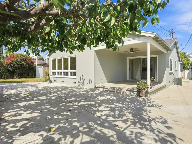 Backyard space with covered patio