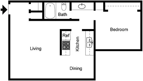 Floor plan 1 Bedroom 1 Bath
