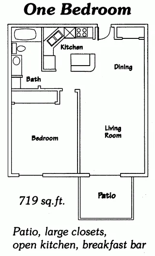 Floor plan 1 Bedroom Ranch