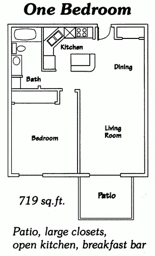 Floor plan 1 Bedroom Ranch