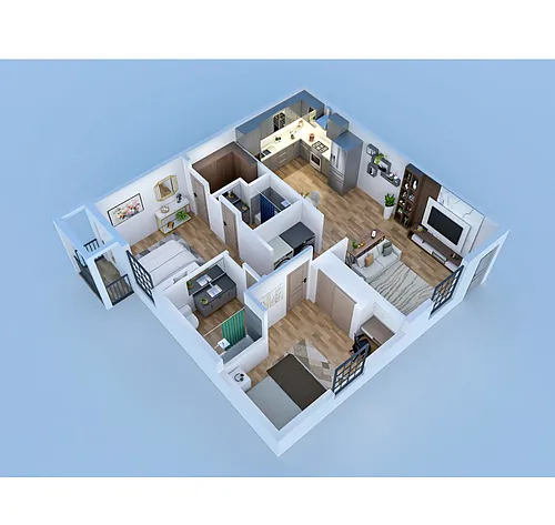 Floor plan Large 2 bed and 2 Bath With Balcony