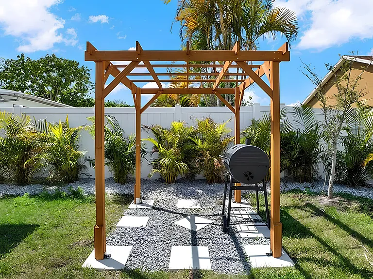Backyard Pergola and Grill Area