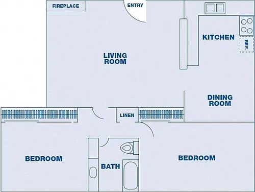 Floor plan 2 Bedroom/ 1 Bath