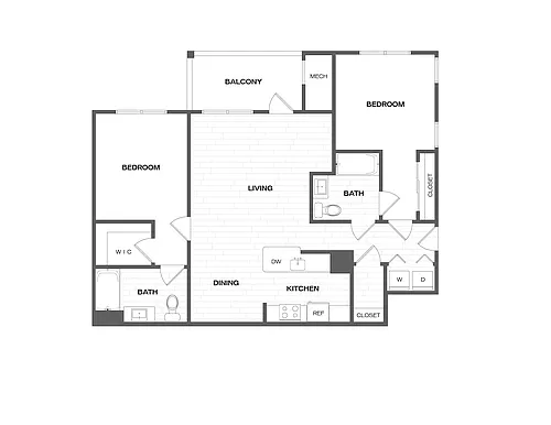 Floor plan 2 Bed/2 Bath-B1