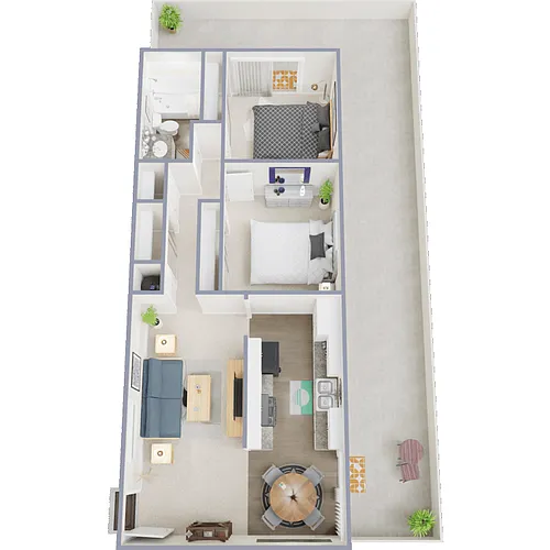 Floor plan 2 Bed 1 Bath B