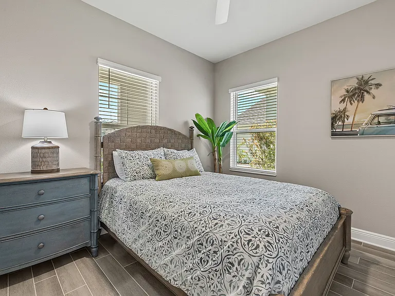 Sunny bedroom #3 with Ceiling Fan and large closet.