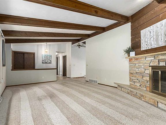 Wood Burning Stone Fireplace