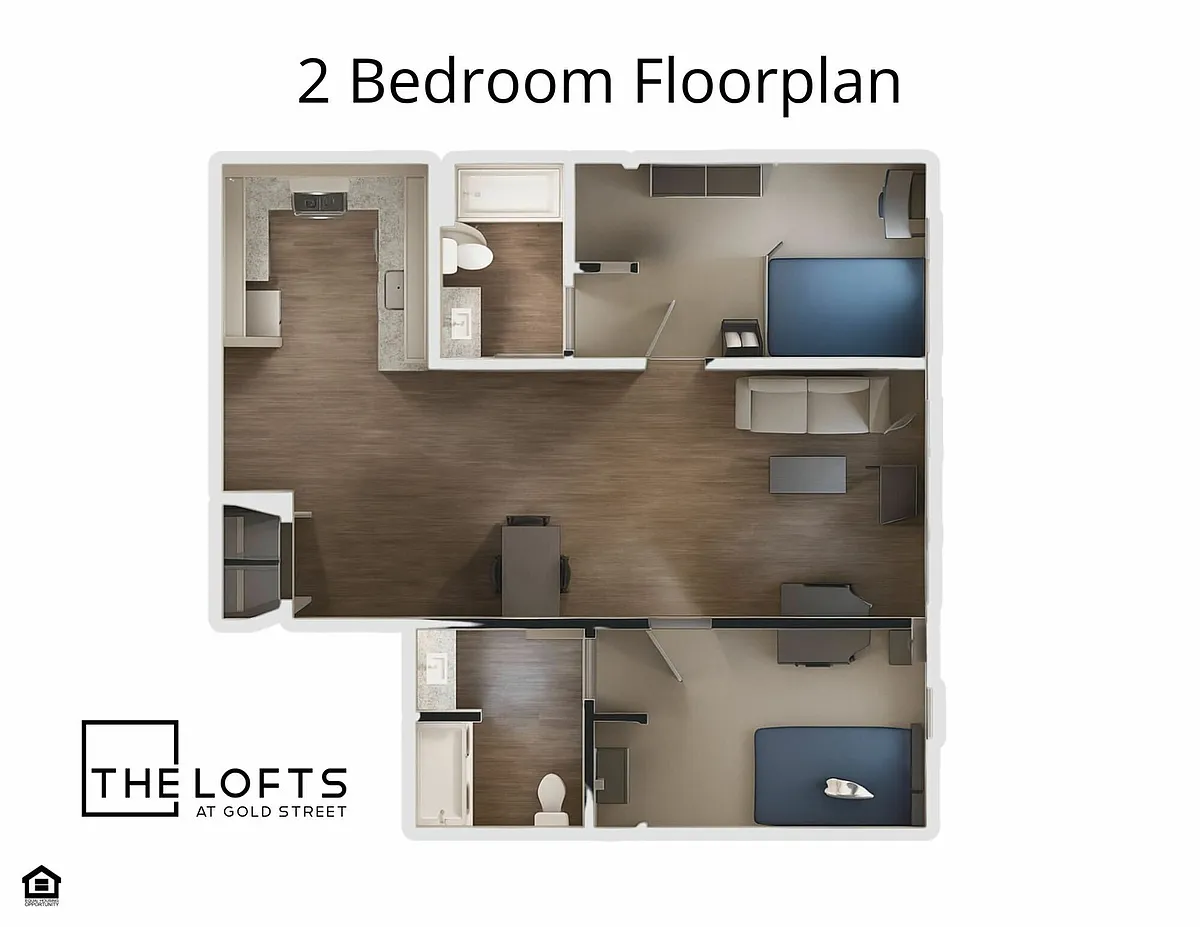 Floor plan Private Bedroom in a shared 2 bed 2 bath