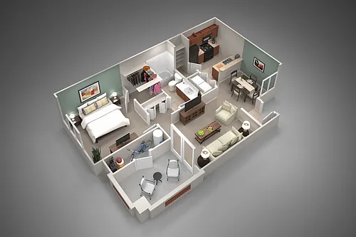 Floor plan One Bedroom/One Bath