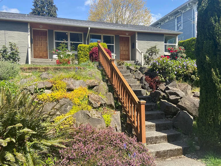 View from street - stairs required to access property