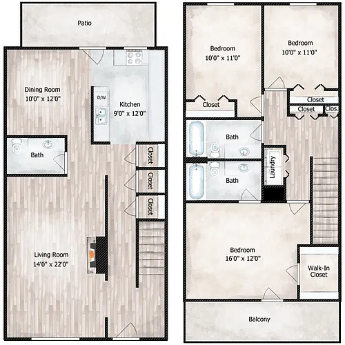 Floor plan 3 Bed 2.5 Bath Townhome