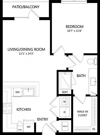 Floor plans are artist's rendering. All dimensions are approximate. Actual product and specifications may vary in dimension or detail. Not all features are available in every apartment. Prices and availability are subject to change. Floor plans are artist